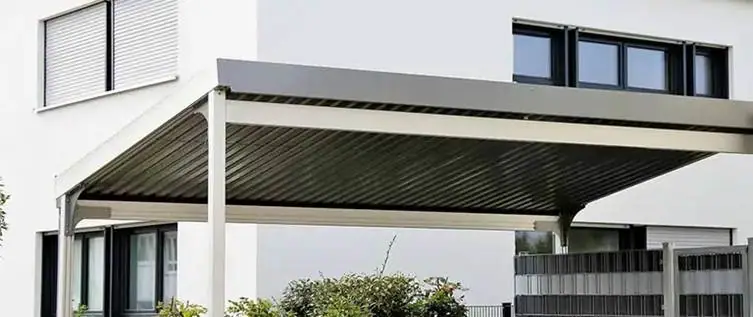 Aluminum patio cover installed over an outdoor seating area