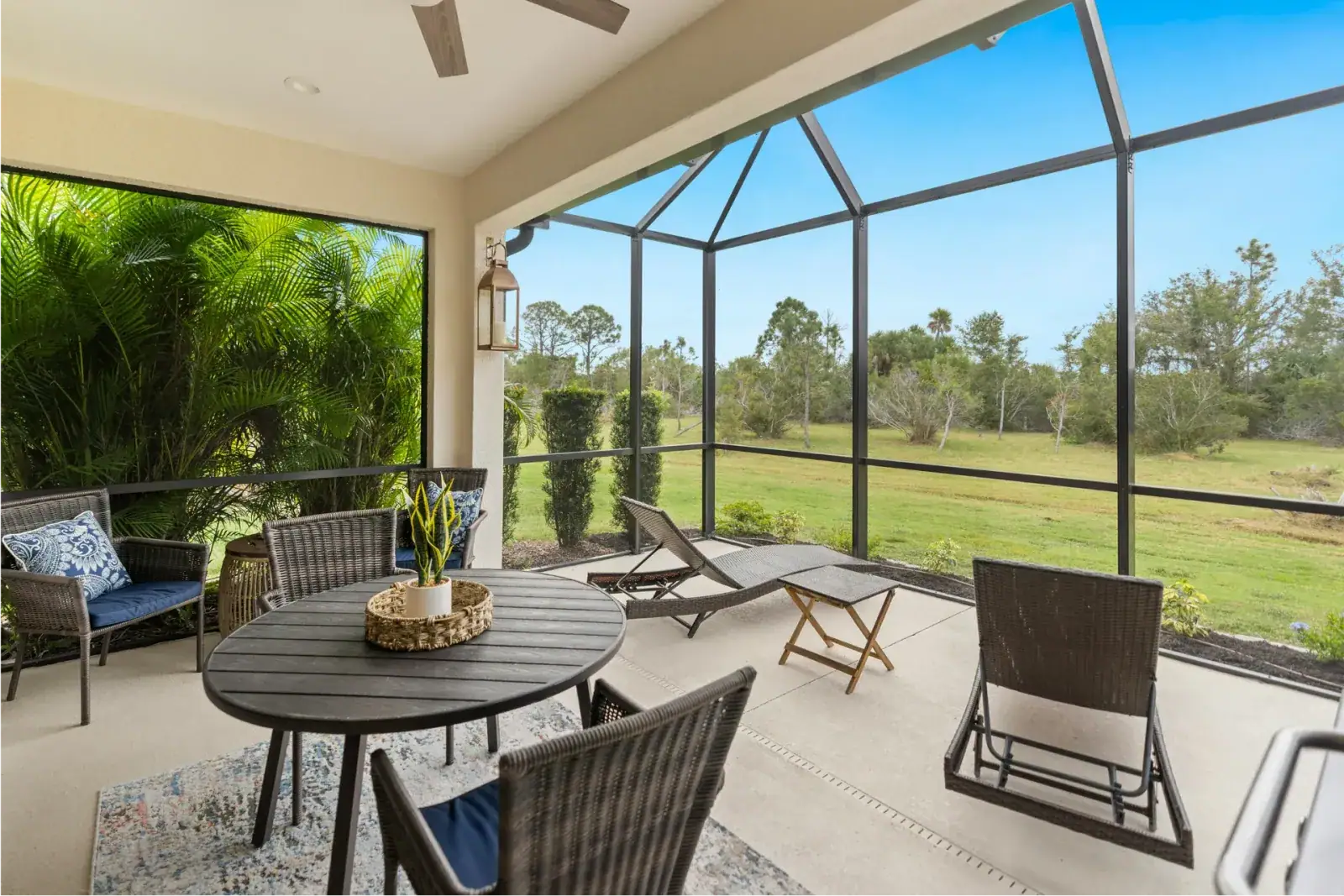 Aluminum-framed Florida room with screened and glazed walls on a Central Florida home