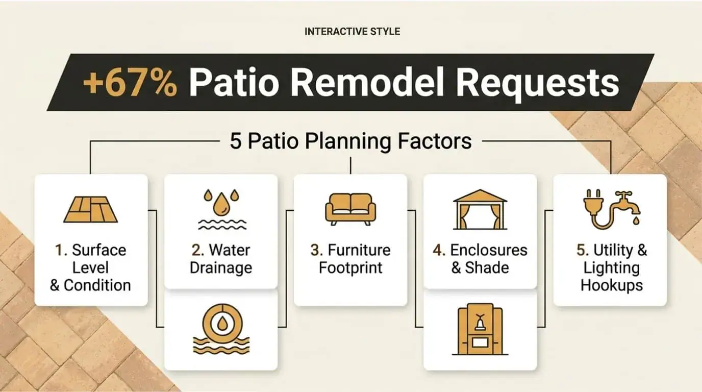 Graphic showing patio remodel requests up about 67% year over year