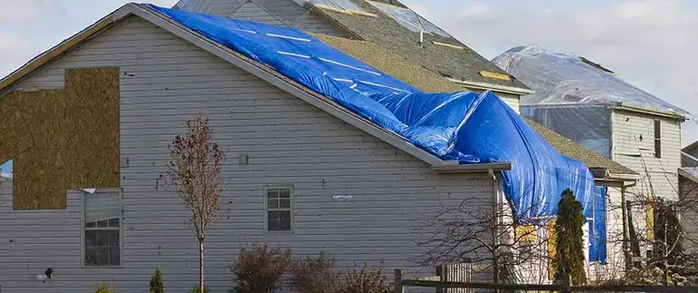 Severe storm damage to a home
