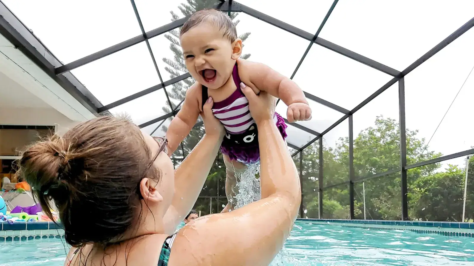 Screened-in swimming pool at a Florida home